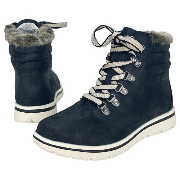 Cliffs White Mountain Hallett Black Fur Trim Womens Ankle Boots Size 7.5M - Picture 7 of 11